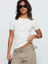 Hold The Line Zip Through Top White